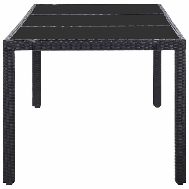 Set mobilier de exterior, 9 piese, negru, poliratan