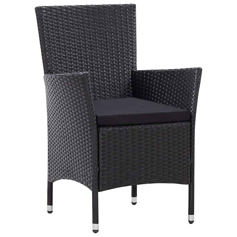Set mobilier de exterior, 9 piese, negru, poliratan
