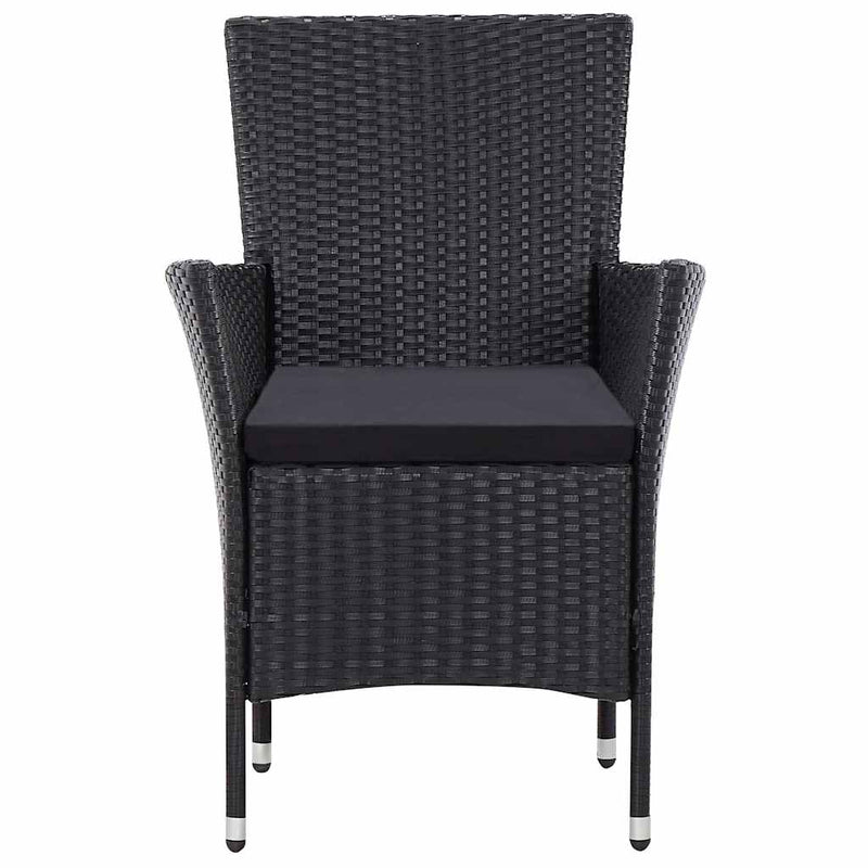 Set mobilier de exterior, 9 piese, negru, poliratan