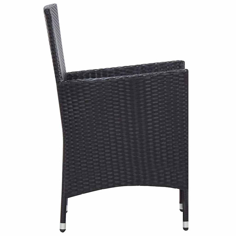 Set mobilier de exterior, 9 piese, negru, poliratan