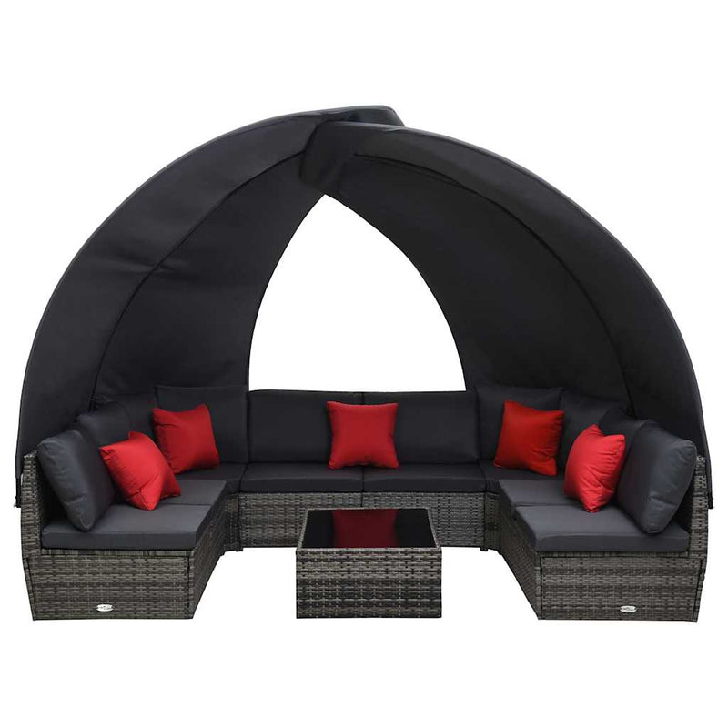 Set mobilier de grădină cu copertină 9 piese antracit poliratan