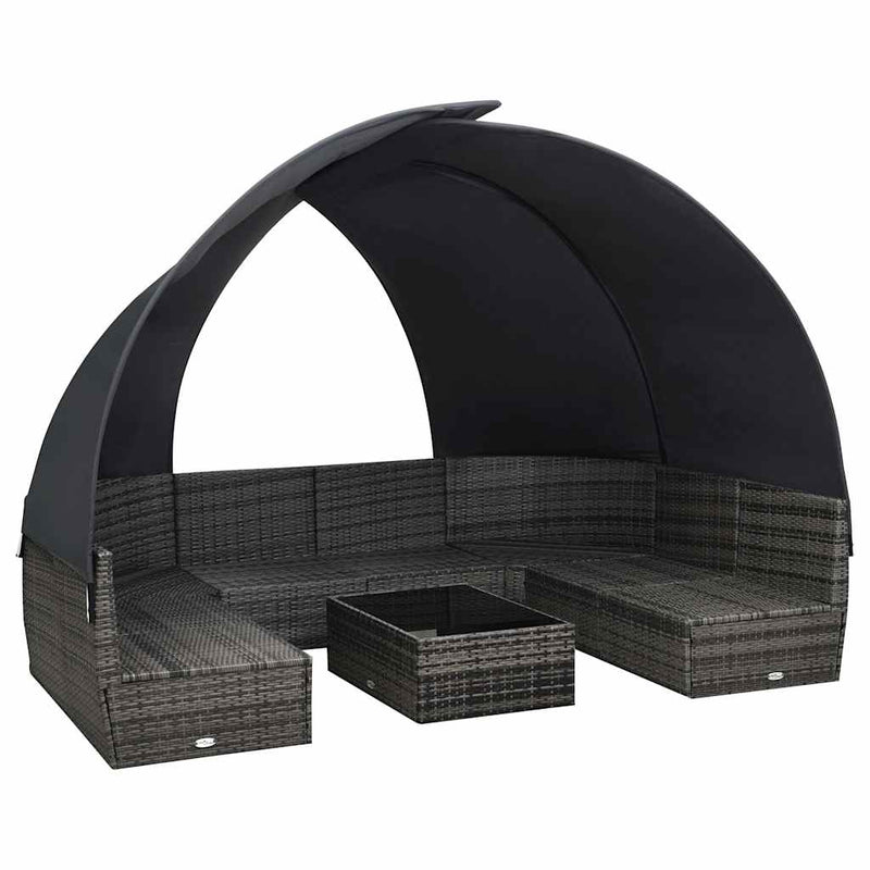 Set mobilier de grădină cu copertină 9 piese antracit poliratan