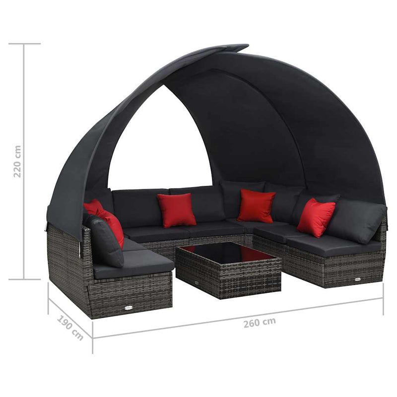 Set mobilier de grădină cu copertină 9 piese antracit poliratan