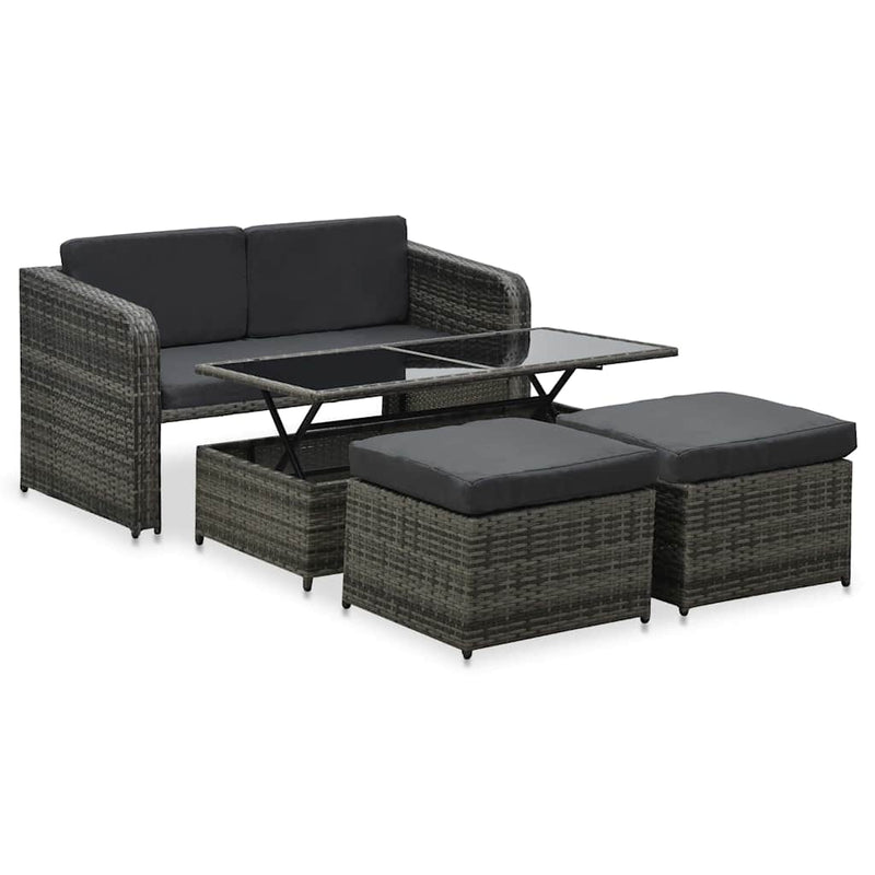 Set mobilier de grădină cu perne, 4 piese, antracit, poliratan
