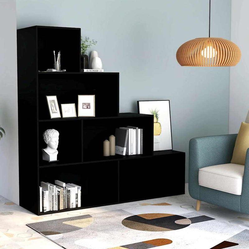 Bibliotecă/Separator cameră, negru 155x24x160 cm lemn prelucrat