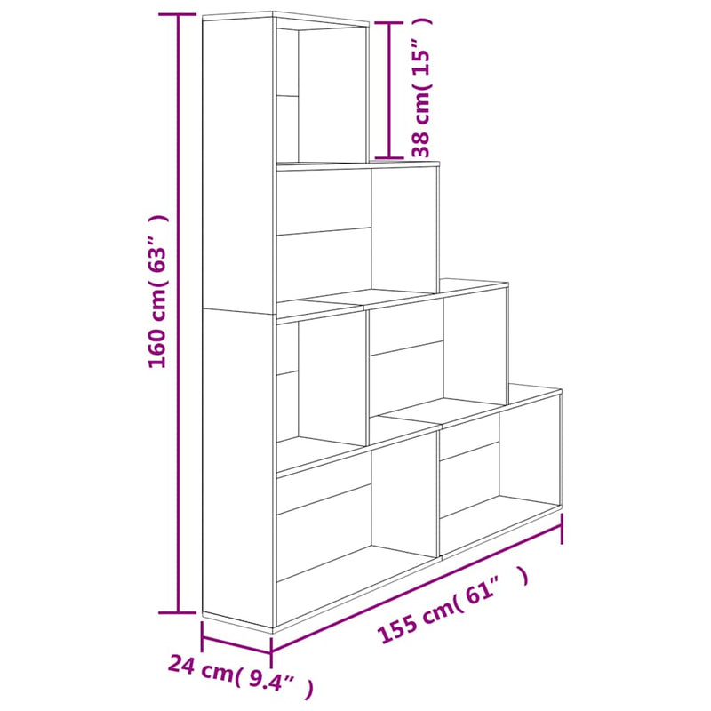 Bibliotecă/Separator stejar sonoma 155x24x160 cm lemn prelucrat