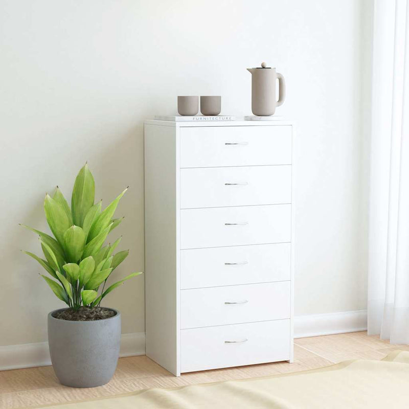 Dulap cu 6 sertare, alb, 50x34x96 cm, lemn prelucrat