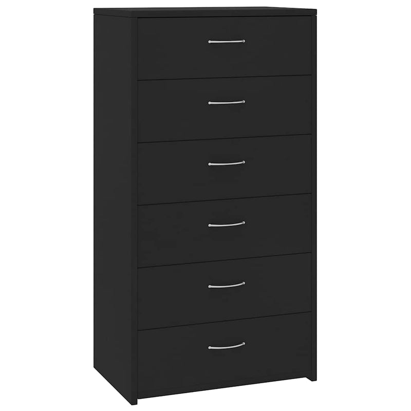 Dulap cu 6 sertare, negru, 50x34x96 cm, lemn prelucrat