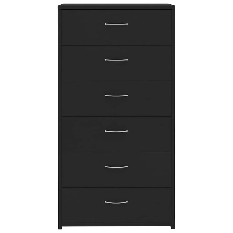 Dulap cu 6 sertare, negru, 50x34x96 cm, lemn prelucrat
