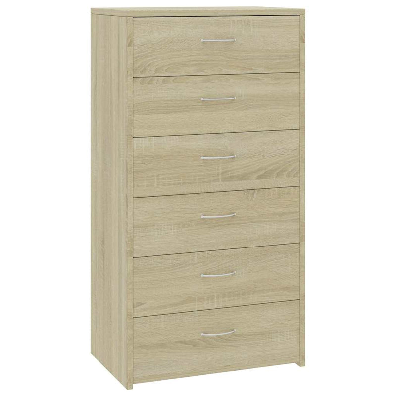 Dulap cu 6 sertare, stejar Sonoma, 50x34x96 cm, lemn prelucrat
