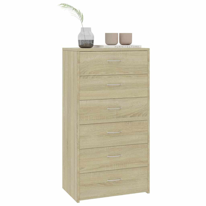 Dulap cu 6 sertare, stejar Sonoma, 50x34x96 cm, lemn prelucrat