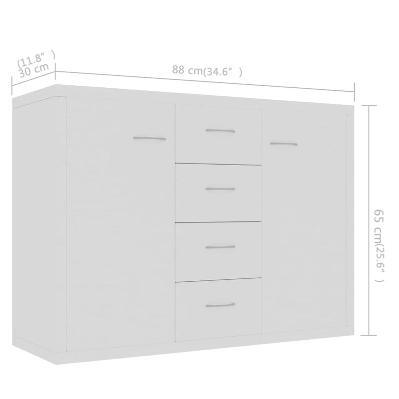 Dulap, alb, 88 x 30 x 65 cm, lemn prelucrat