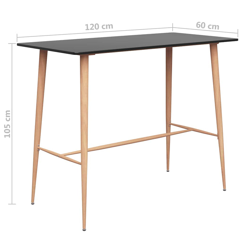 Masă de bar, negru, 120 x 60 x 105 cm