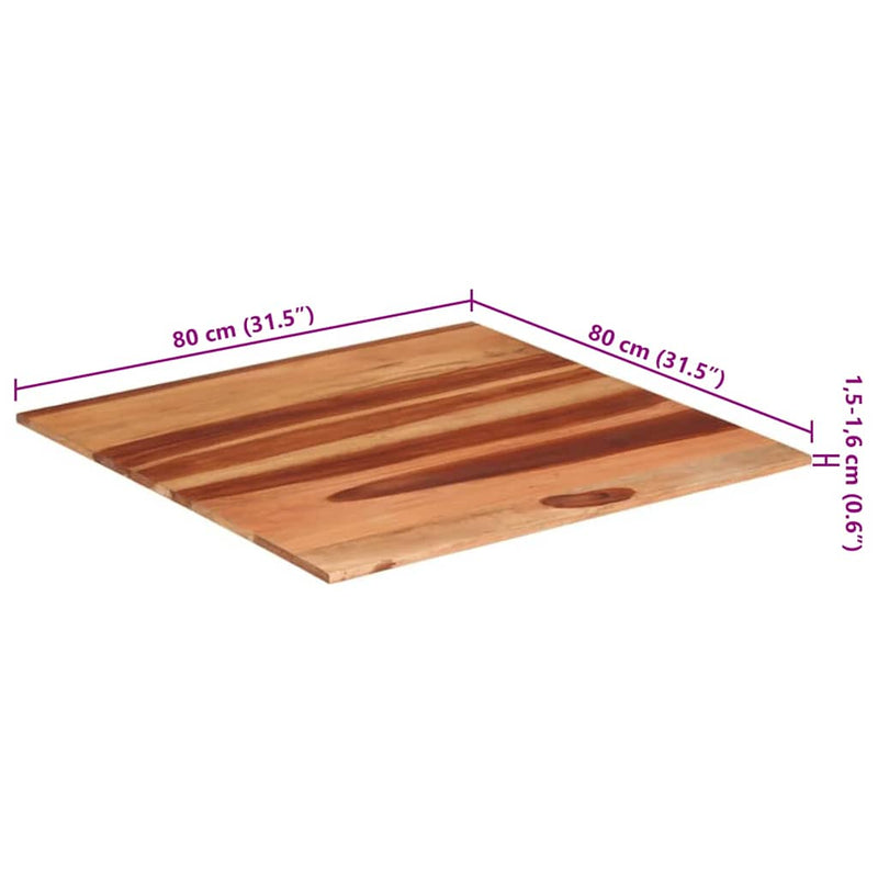 Blat de masă, 80x80 cm, 15-16 mm, lemn masiv de acacia