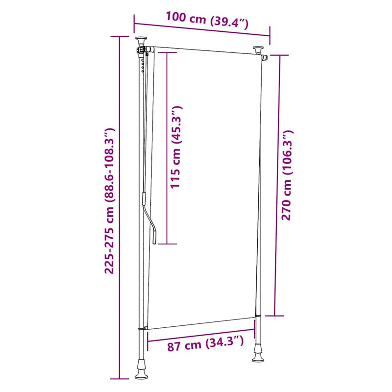 Jaluzea tip rulou de exterior, antracit, 100 x 270 cm
