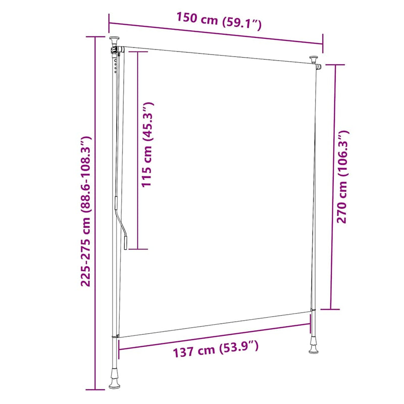 Jaluzea tip rulou de exterior, antracit, 150 x 270 cm