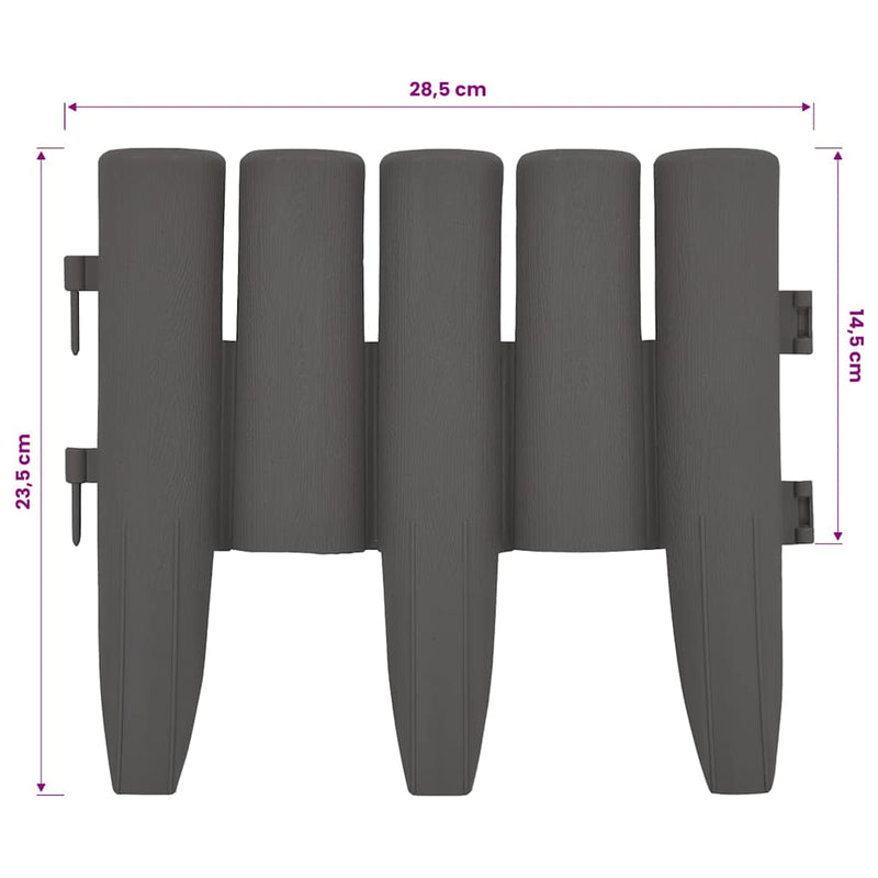 Borduri de gazon, 36 buc., gri, 10 m, PP