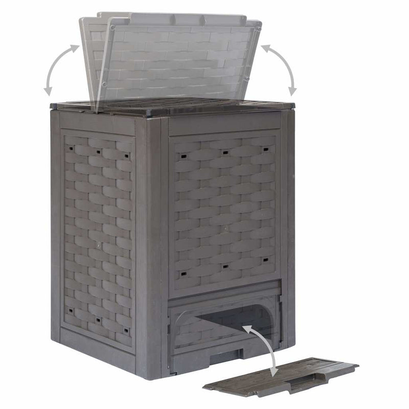 Compostoare grădină 2 buc. maro 60x60x83 cm 600 L plastic ratan