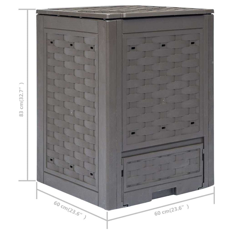Compostoare grădină 2 buc. maro 60x60x83 cm 600 L plastic ratan