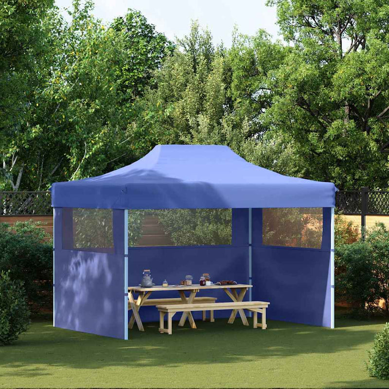 Cort de petrecere pliabil cu 3 pereți, albastru, 3 x 4 m, oțel