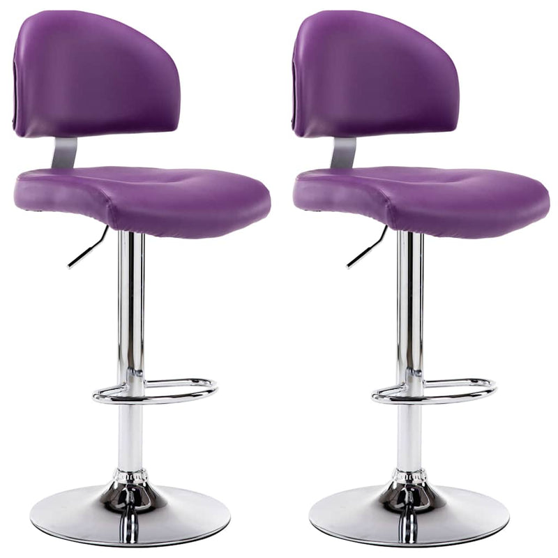 Scaune de bar, 2 buc., violet, piele ecologică