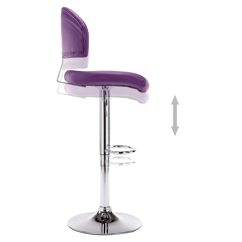 Scaune de bar, 2 buc., violet, piele ecologică