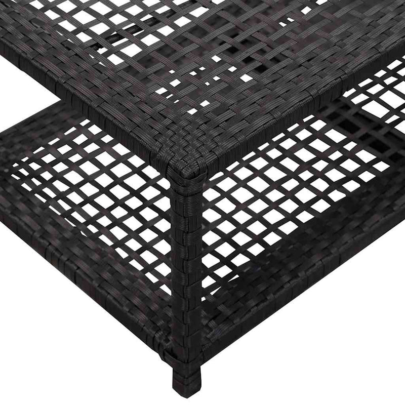 Banchetă pantofar, negru, 80 x 40 x 30 cm, poliratan