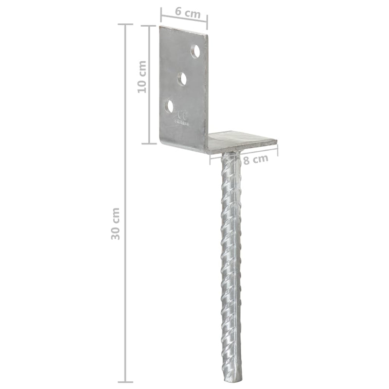 Ancore de gard, 12 buc., argintiu, 8x6x30 cm, oțel galvanizat
