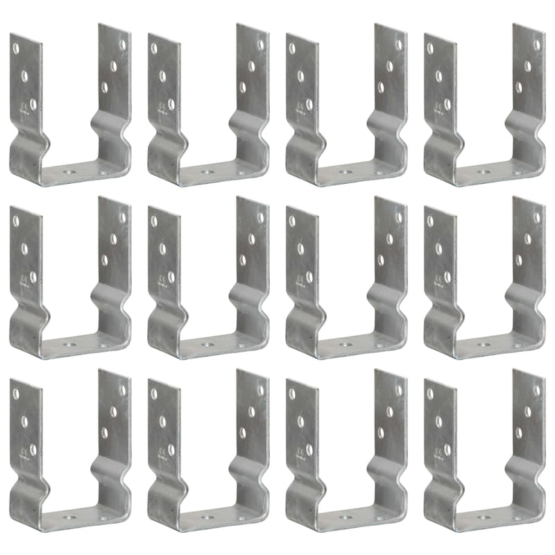 Ancore de gard, 12 buc., argintii, 10x6x15 cm, oțel galvanizat
