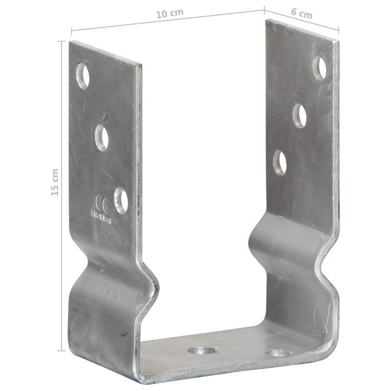 Ancore de gard, 12 buc., argintii, 10x6x15 cm, oțel galvanizat