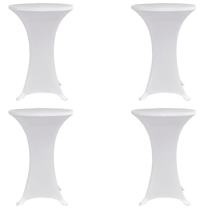 Husă de masă cu picior Ø70 cm, 4 buc., alb, elastic