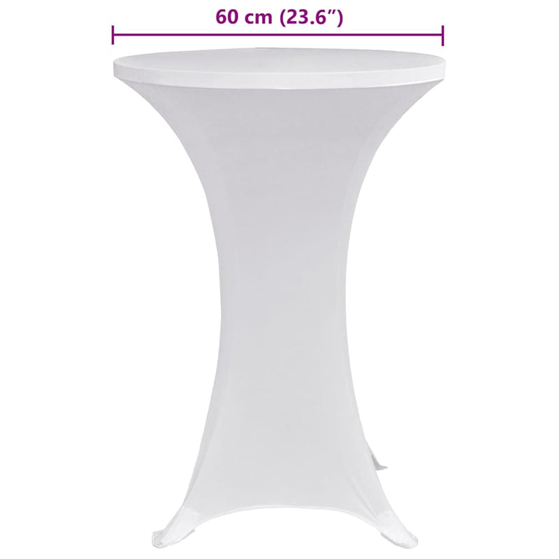 Husă de masă cu picior Ø70 cm, 4 buc., alb, elastic
