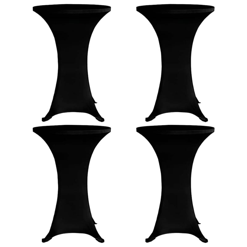 Husă de masă cu picior, 4 buc., negru, Ø80 cm, elastic