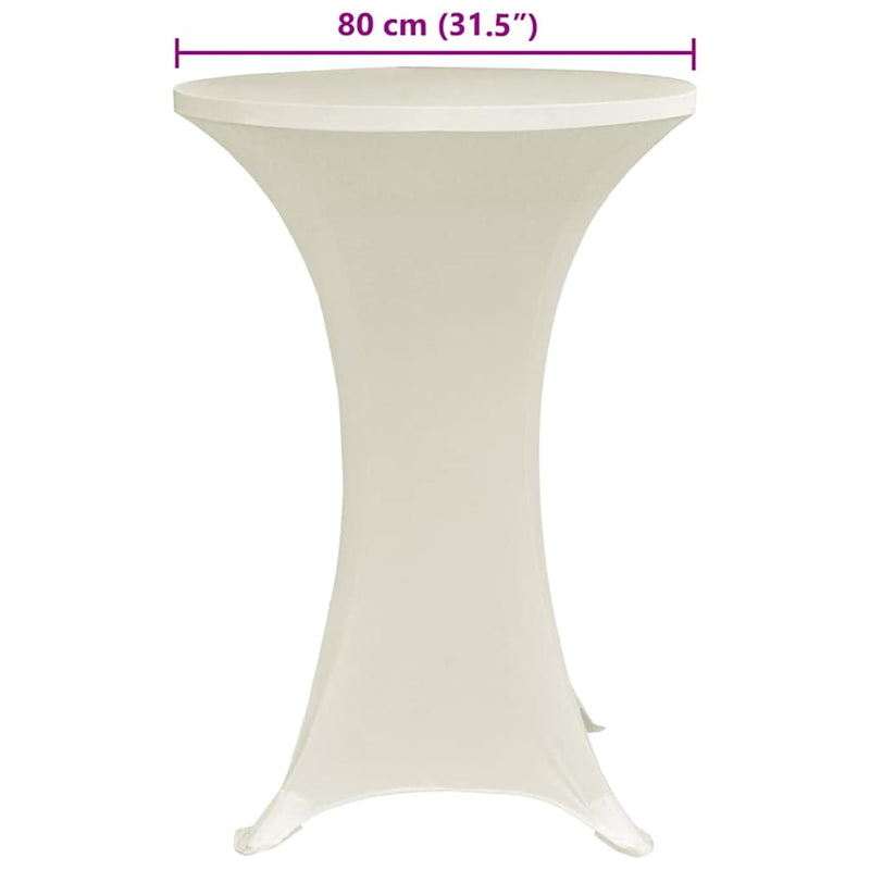 Husă de masă cu picior, 4 buc., crem, Ø80 cm elastic