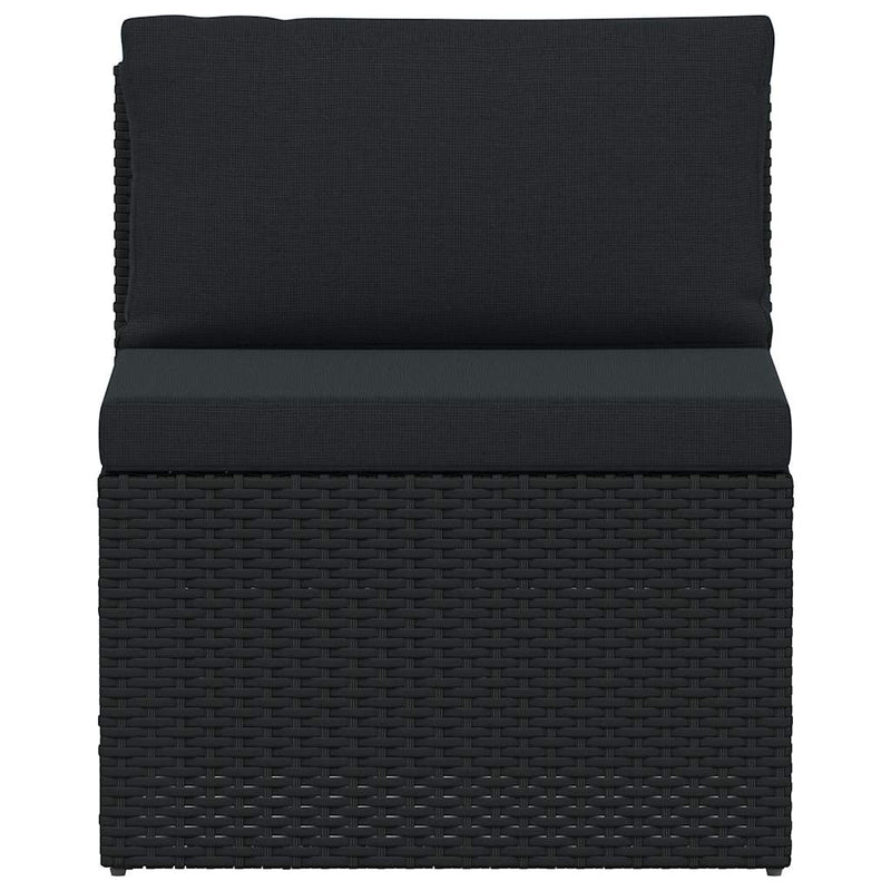 Set mobilier de grădină cu perne, 4 piese, negru, poliratan