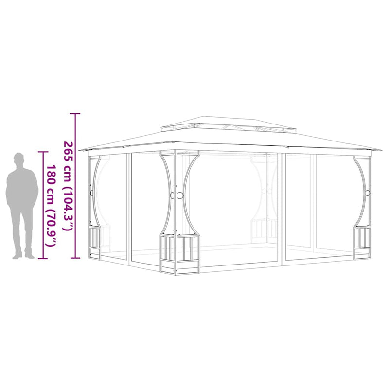 Pavilion cu plase, antracit, 300 x 400 x 265 cm