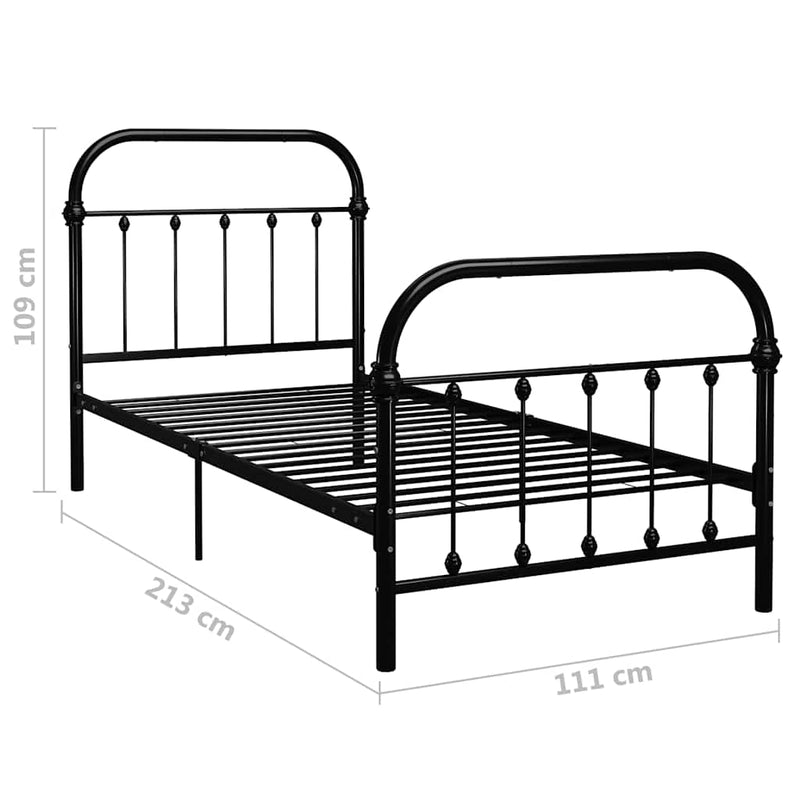 Cadru de pat, negru, 100 x 200 cm, metal