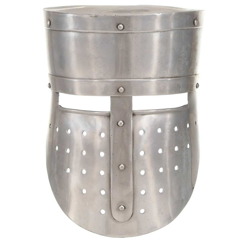 Coif cavaler medieval antic, jocuri pe roluri, argintiu, oțel