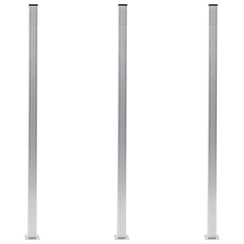Stâlpi de gard, 3 buc., 185 cm, aluminiu