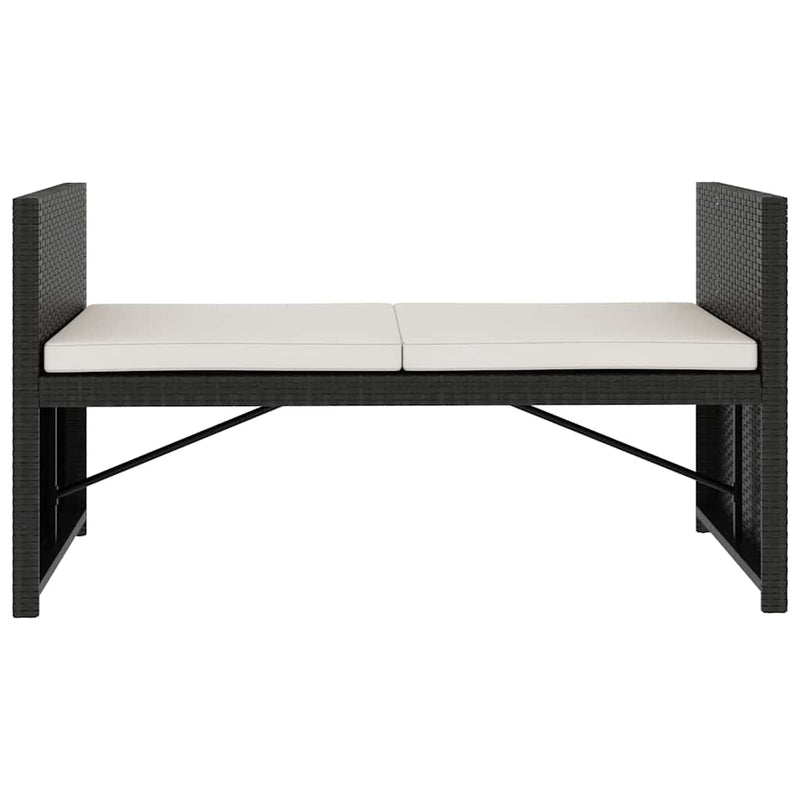 Set mobilier de grădină cu perne, 5 piese, negru, poliratan