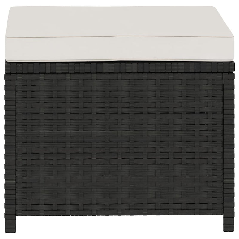 Set mobilier de grădină cu perne, 5 piese, negru, poliratan