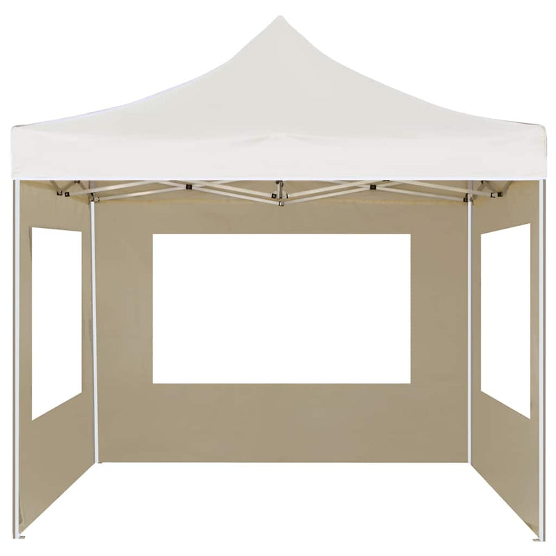 Cort de petrecere pliabil cu pereți, crem, 2 x 2 m, aluminiu