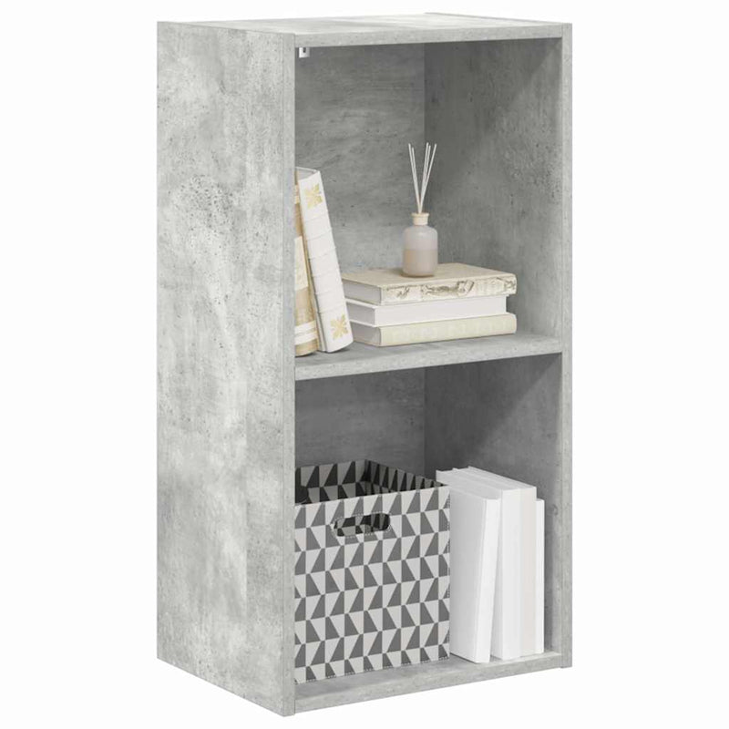 Bibliotecă, 2 rafturi, gri beton, 40 x 30 x 76,5 cm, PAL