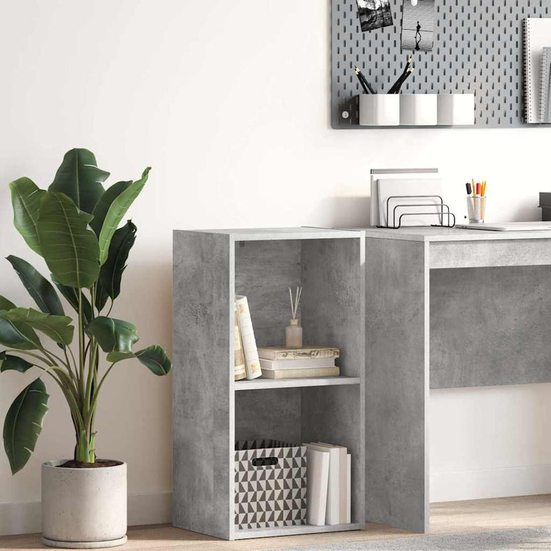 Bibliotecă, 2 rafturi, gri beton, 40 x 30 x 76,5 cm, PAL