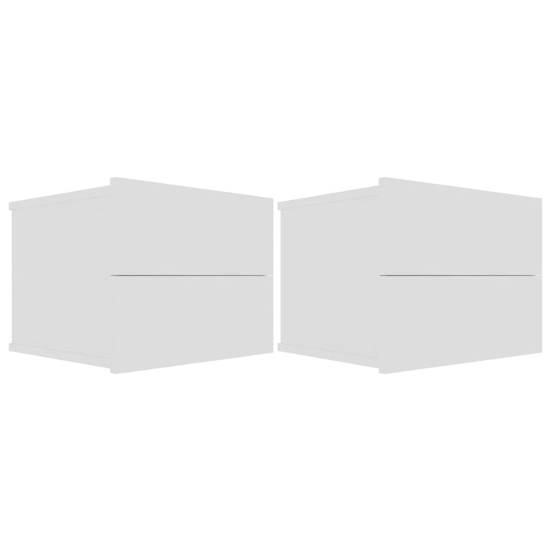Noptiere, 2 buc., alb, 40x30x30 cm, lemn prelucrat