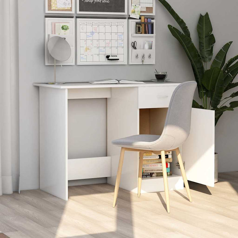 Birou, alb, 100x50x76 cm, lemn prelucrat