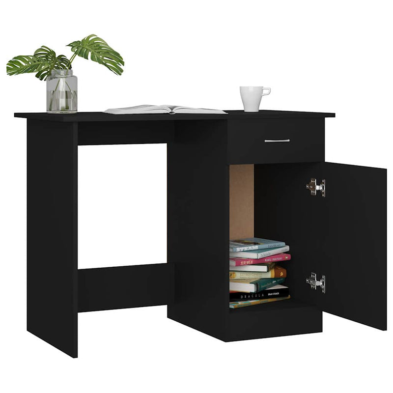 Birou, negru, 100x50x76 cm, lemn prelucrat