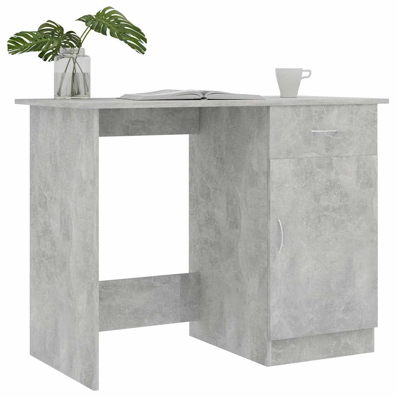 Birou, gri beton, 100x50x76 cm, lemn prelucrat
