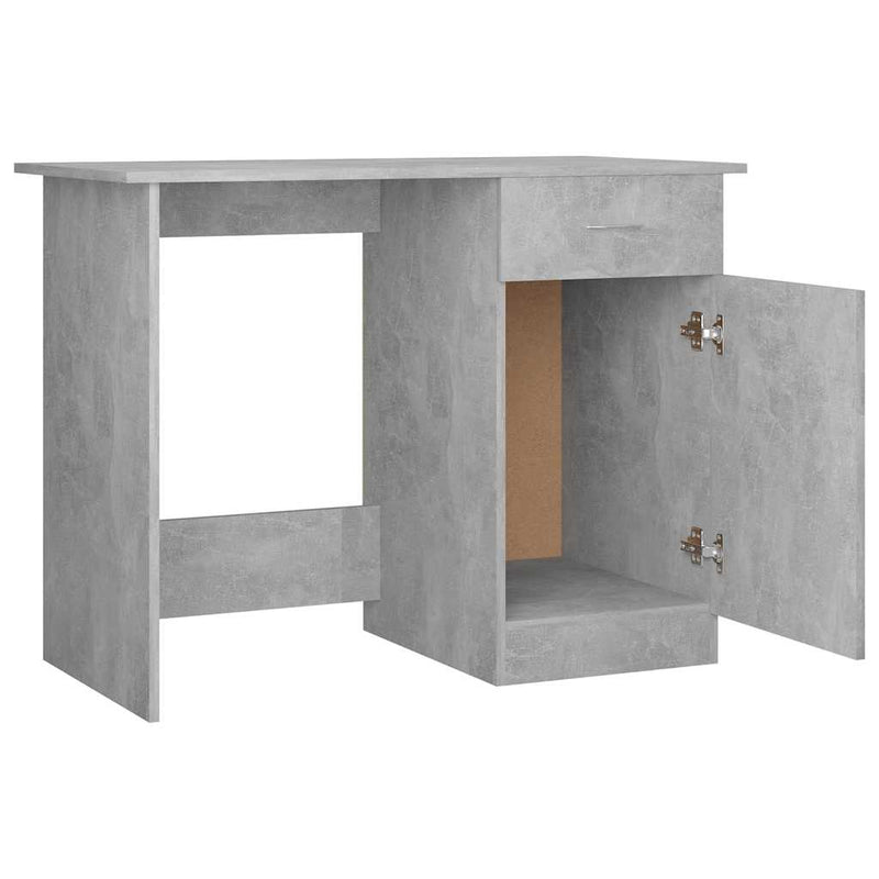 Birou, gri beton, 100x50x76 cm, lemn prelucrat