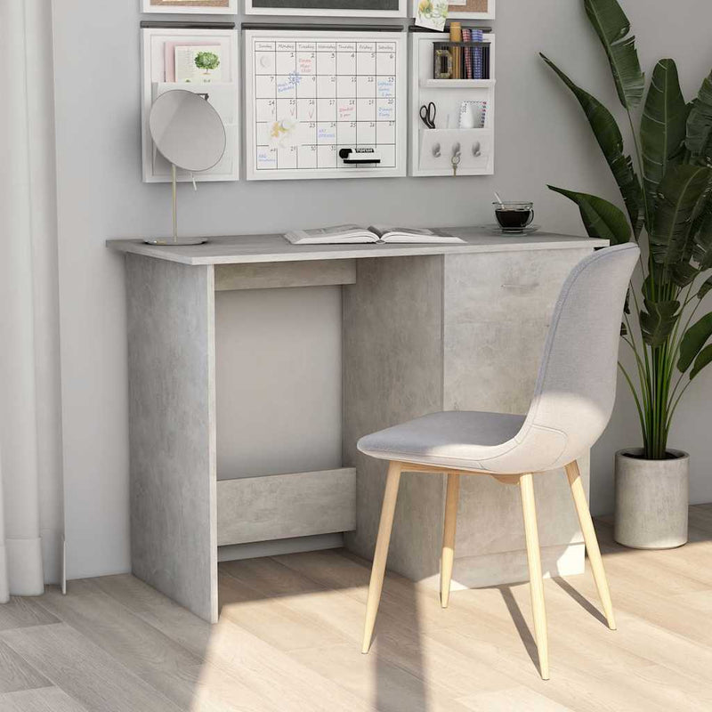 Birou, gri beton, 100x50x76 cm, lemn prelucrat